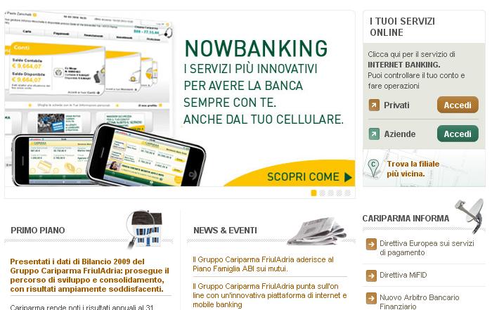 Cariparma-Nowbanking homepage