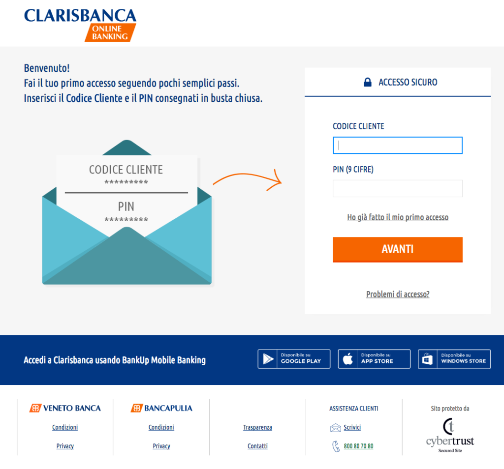 accesso claris banca